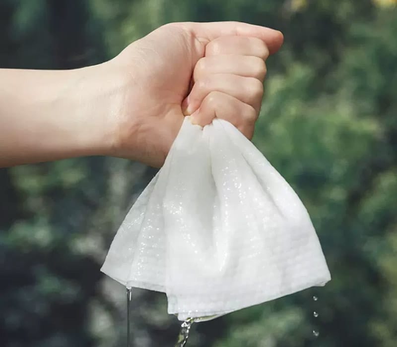 Hand Holding Single Wet Wipe