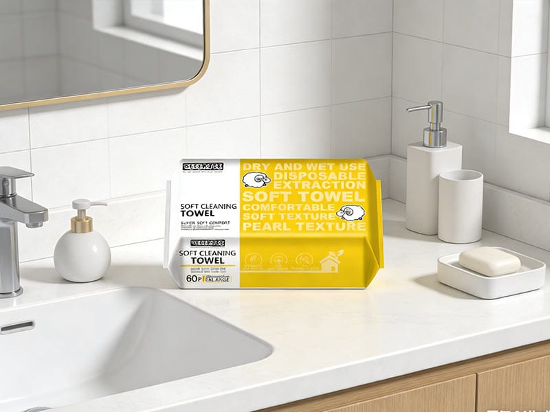 Yellow Lidded Wipes Pack Bathroom